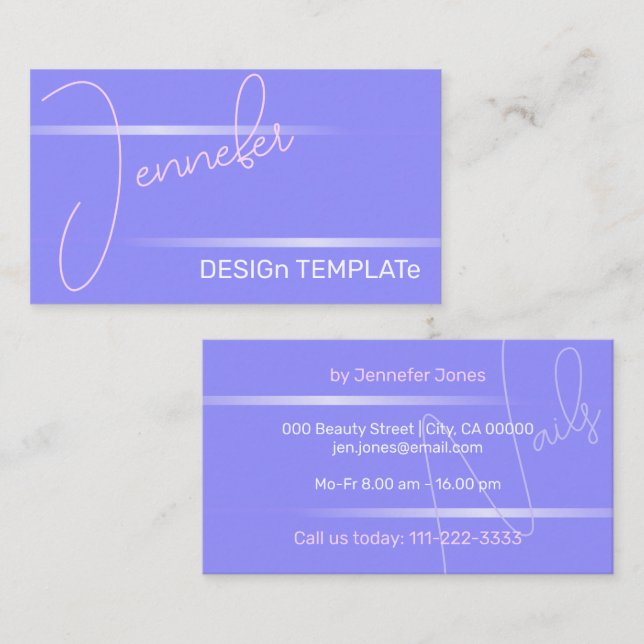 Enkel Elegant Girly Lila Linjer Siganture Luxury Visitkort (Fram/baksida)