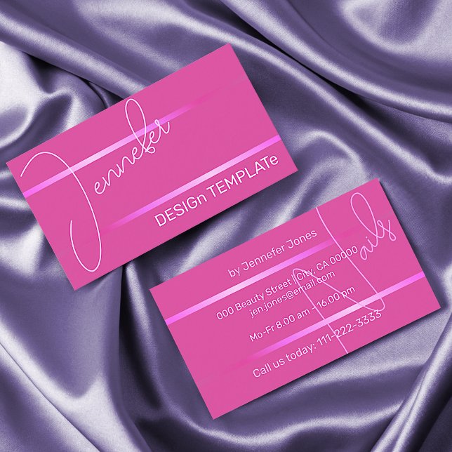 Enkel Elegant Girly Rosa Linjer Siganture Luxury Visitkort (Skapare uppladdad)