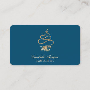 Enkel Elegant Glitter Cupcake, Godis Blå Visitkort