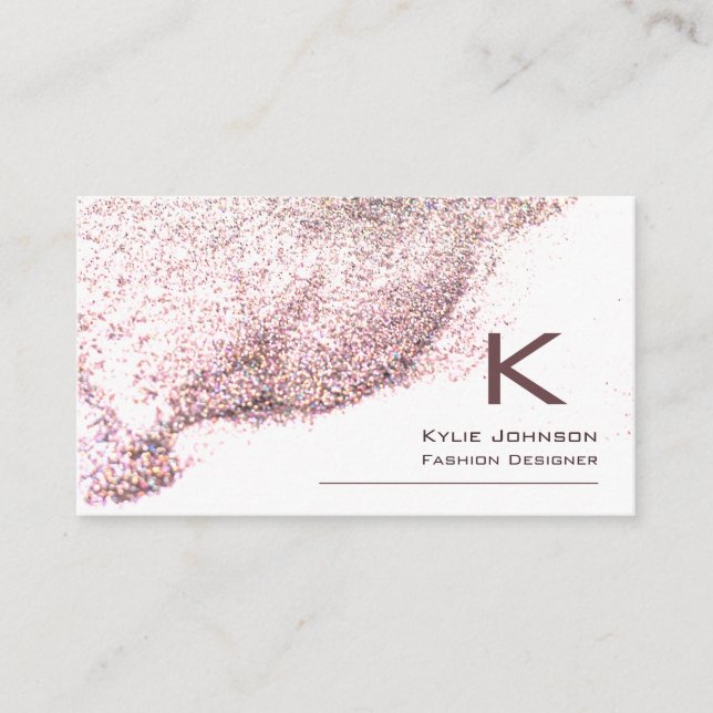 Enkel Elegant Glitter Monogram-Personlig Visitkort (Framsida)