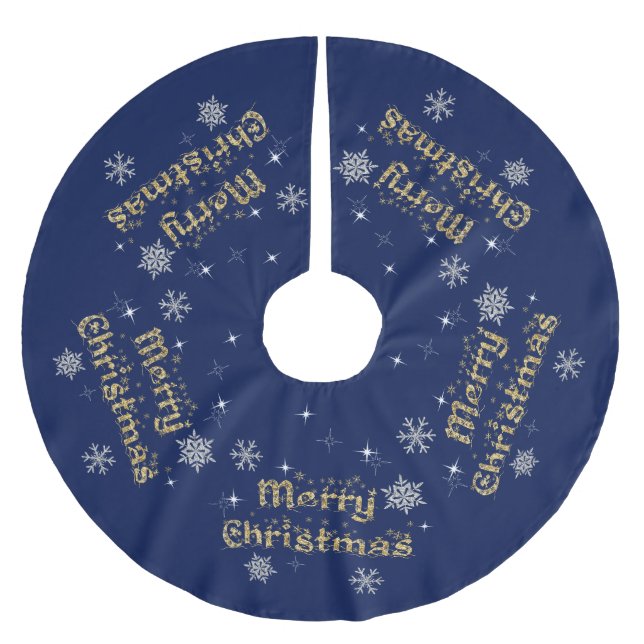 Enkel Elegant Gnillande julafton Glitter Gnistra Julgransmatta Borstad Polyester (Framsidan)