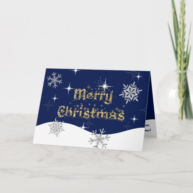 Enkel Elegant Gnillande julafton Glitter Gnistra Kort (Framsida)