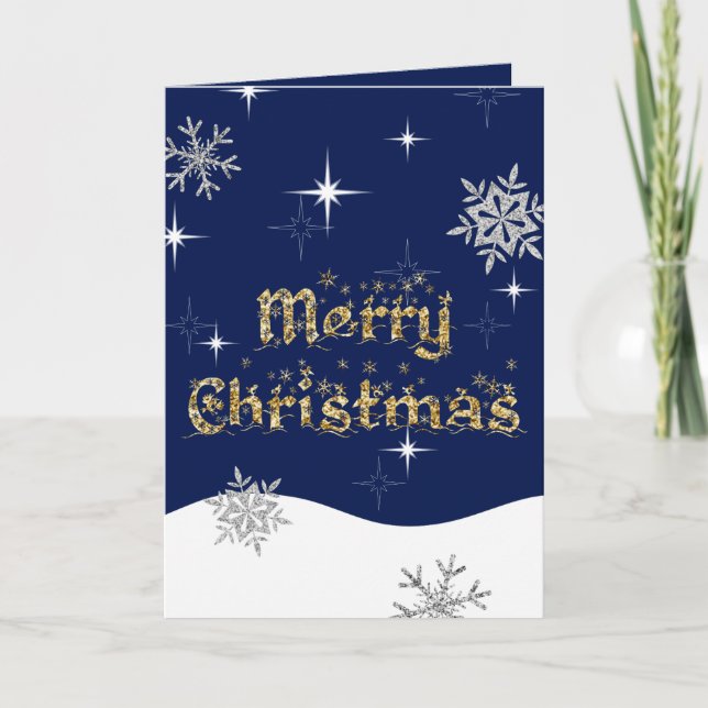 Enkel Elegant Gnillande julafton Glitter Gnistra Kort (Framsida)