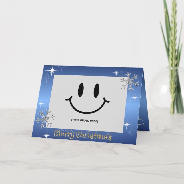 Enkel Elegant - Gnillande julfoto Glitter Kort (Framsida)