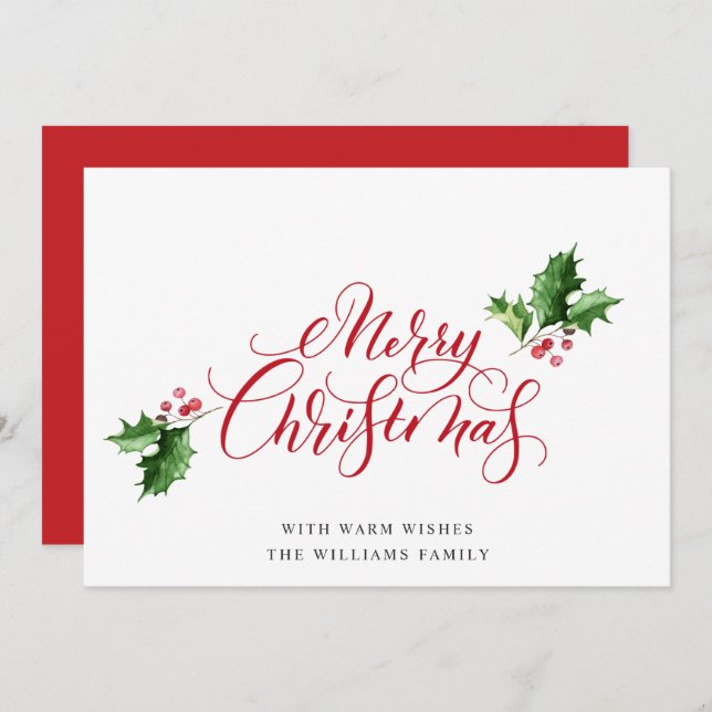 Enkel Elegant God Jul Hälsning Julkort (Fram/baksida)