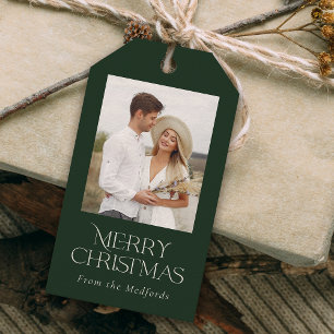 Enkel Elegant God jul Photo Blommigt Bakåt Presentetikett