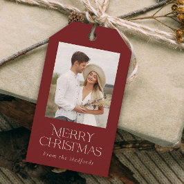 Enkel Elegant God jul Photo Blommigt Bakåt Presentetikett