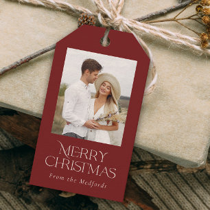Enkel Elegant God jul Photo Blommigt Bakåt Presentetikett