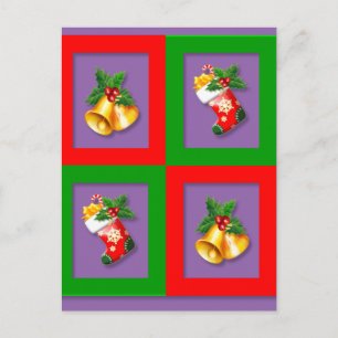 Enkel Elegant God jul Stocking Bell Holly Helg Vykort