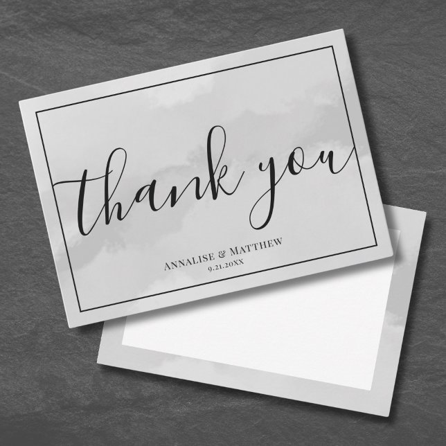 Enkel Elegant Grå Bröllop Tack Kort (Simple Elegant Gray Wedding Thank You Card)