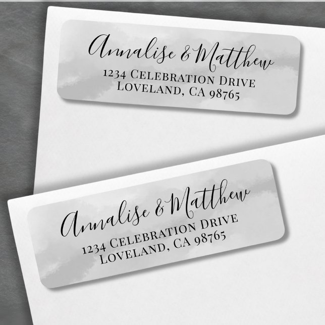 Enkel Elegant Grå Bröllops Returadress Etikett (Simple Elegant Gray Wedding Return Address label )