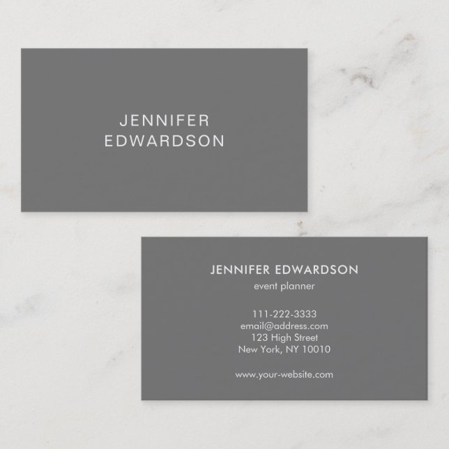 Enkel elegant grå minimalistisk professionell visitkort (Fram/baksida)