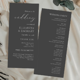 Enkel Elegant Grått Bröllop Program