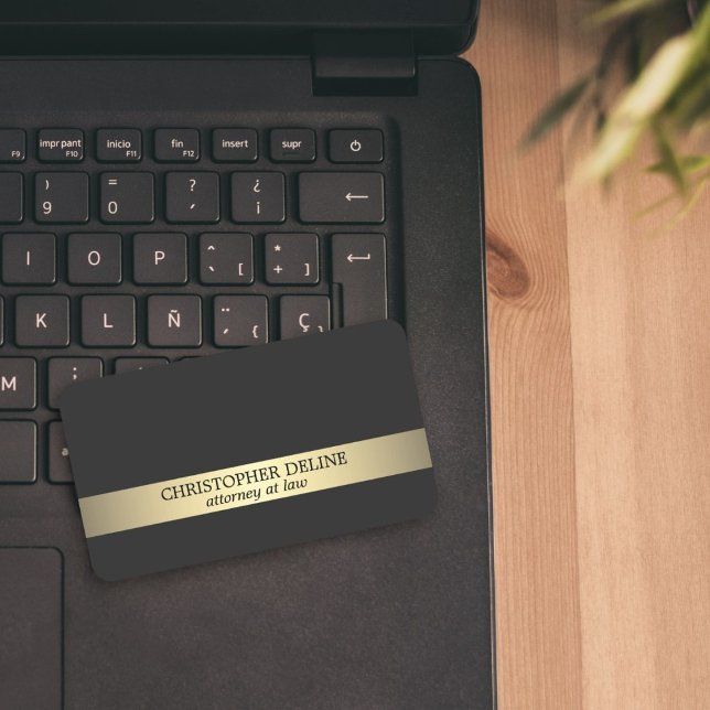 Enkel Elegant Grått Faux Guld stripe Attorney Visitkort (Skapare uppladdad)