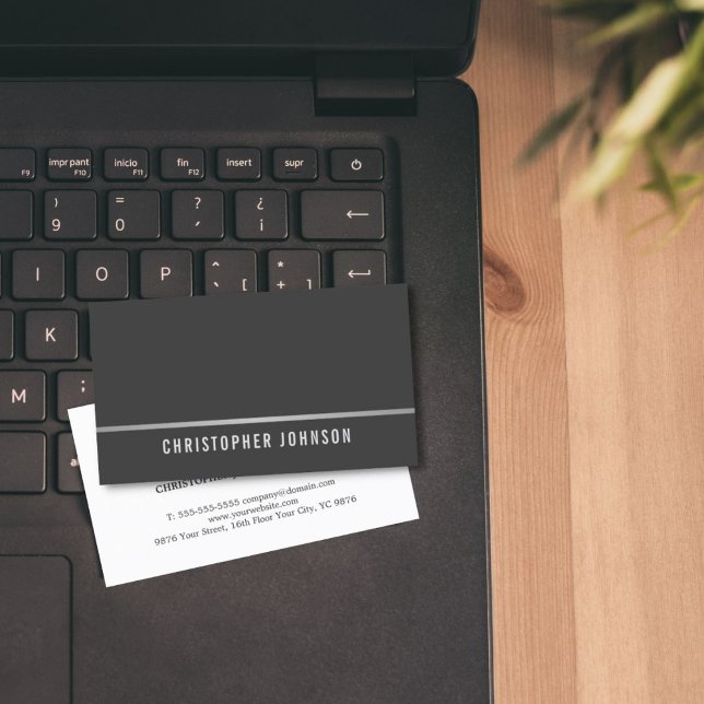 Enkel Elegant Grått Faux Silver Line Consultant Visitkort (Skapare uppladdad)