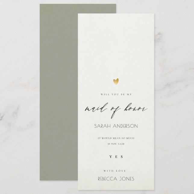 ENKEL ELEGANT GRÅTT GULD TYPOGRAFI maid of honor Inbjudningar (Fram/baksida)