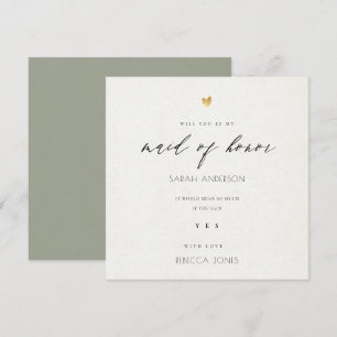 ENKEL ELEGANT GRÅTT GULD TYPOGRAFI maid of honor Inbjudningar