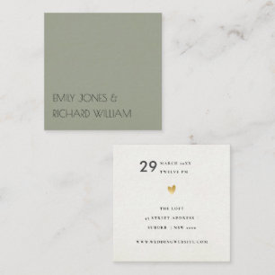 ENKEL ELEGANT GRÅTT TYPOGRAFI BRÖLLOP FYRKANTIGT VISITKORT