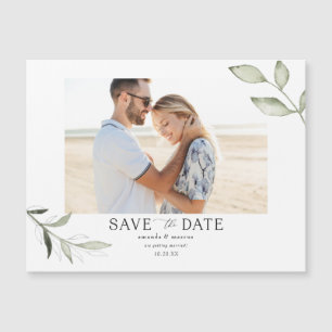 Enkel Elegant Greenery Photo Spara datum magneter