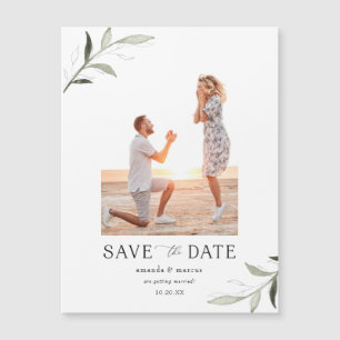 Enkel Elegant Greenery Photo Spara datum magneter