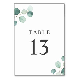 Enkel Elegant Greenery Rustic Eucalyptus Bröllop Bordsnummer
