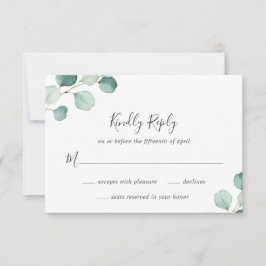 Enkel Elegant Greenery Rustic Eucalyptus Bröllop OSA Kort