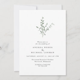 Enkel Elegant Gren Blad Botanisk Bröllop Inbjudningar