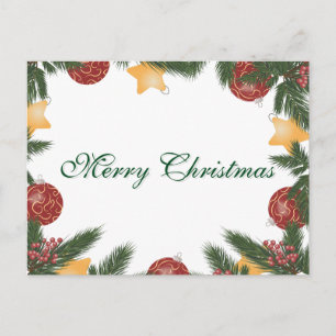 Enkel Elegant Grön Blad Dekoration God Jul Helg Vykort