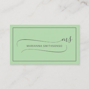 Enkel Elegant Grön Grå Minimalistisk Två Monogram Visitkort