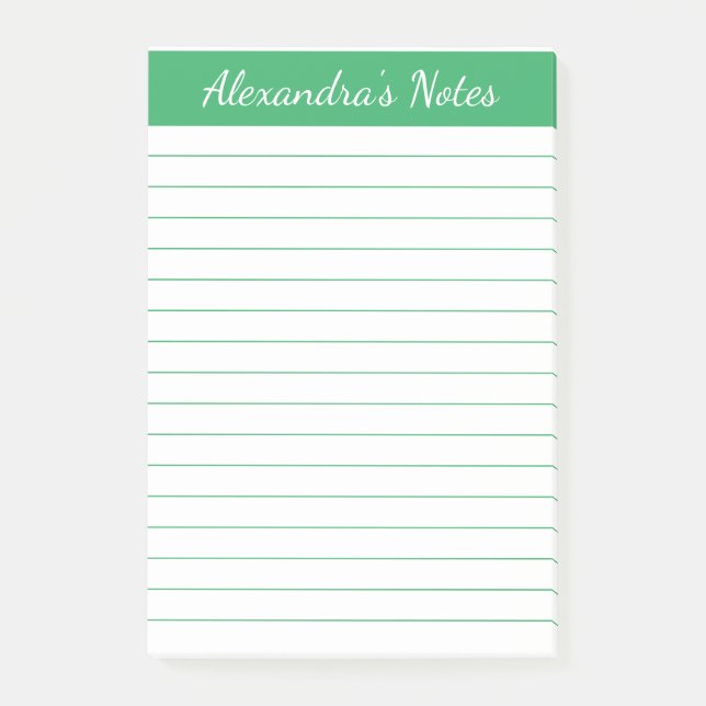 Enkel Elegant Grön Kantad Personlig Post-it Block (Framsida)