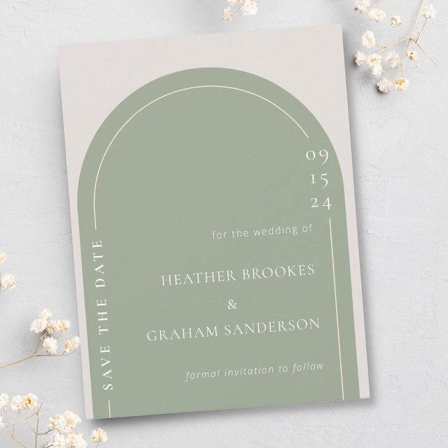 Enkel Elegant Grönt Bröllop spara datum (Skapare uppladdad)
