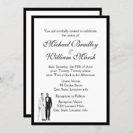 Enkel Elegant Groom och Groom Gay Bröllop Inbjudningar
