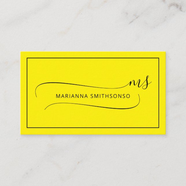 Enkel Elegant gul Minimalistisk Två Monogram Visitkort (Framsida)