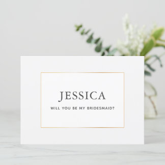 Enkel Elegant Guld blir mitt Bridesmaid-kort Spara Datumet