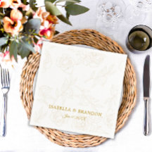 Enkel Elegant Guld Blommigt Bröllop