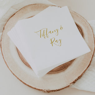 Enkel Elegant Guld Bröllop Napkins Pappersservett