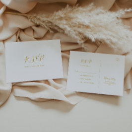Enkel Elegant Guld Bröllop RSVP Postkort Vykort