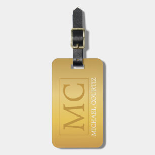 Enkel Elegant Guld Brushed Metall Monogrammed Bagagebricka