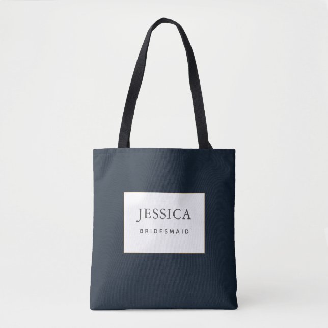 Enkel Elegant Guld Deep Navy Blue Bridesmaid Tygkasse (Framsida)