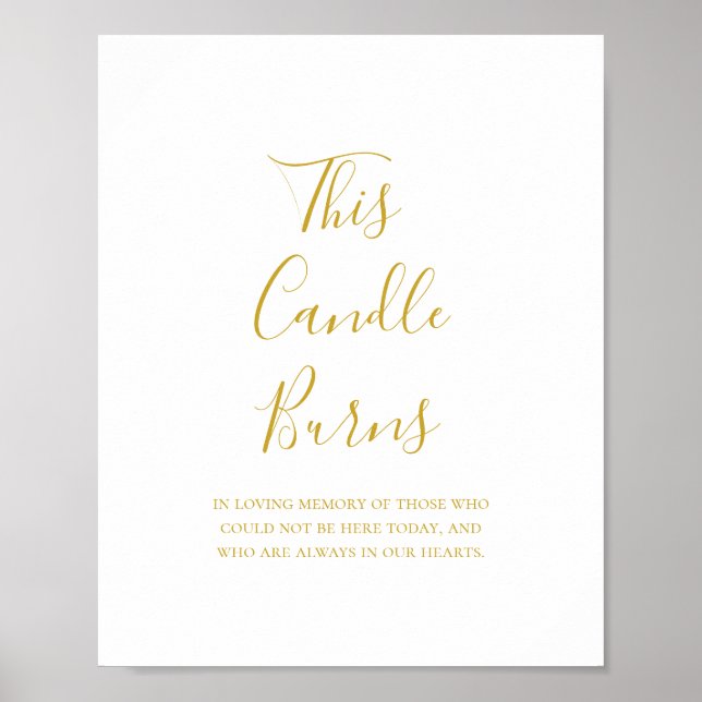 Enkel Elegant Guld Den här ljussignalen brinner Br Poster (Framsidan)