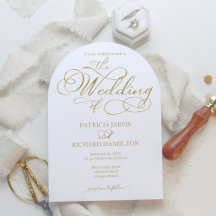 Enkel Elegant Guld Falsk Folie Script Bröllop