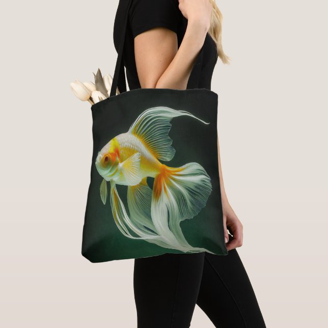 Enkel Elegant Guld fisk Digital Konst | Tygkasse (Närbild)