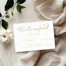 Enkel Elegant Guld Folie Script Bröllops RSVP-kort