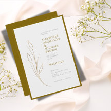 Enkel Elegant Guld Grått Minimal Blommigt Bröllop
