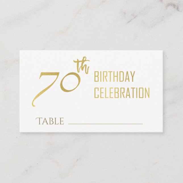 ENKEL ELEGANT GULD GRÅTT TYPOGRAFI 70 BIRTHDAY VISITKORT (Framsida)