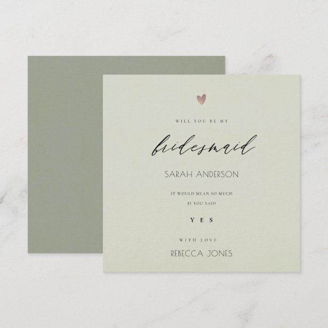 ENKEL ELEGANT GULD GRÅTT TYPOGRAFI BRIDESMAID INBJUDNINGAR (Fram/baksida)