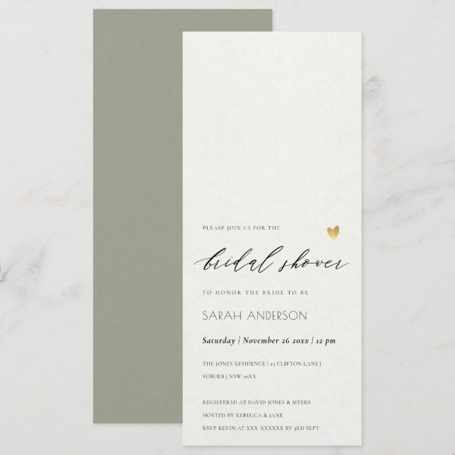 ENKEL ELEGANT GULD GRET TYPOGRAPHY-Möhippa Inbjudningar (Fram/baksida)