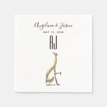 Enkel Elegant Guld Hund Svarta och vita Bröllop