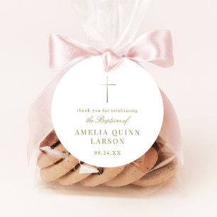 Enkel Elegant Guld Kor-baptism Christening Gåvor Etiketter