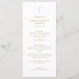 Enkel Elegant Guld Kor-baptism Christening Meny